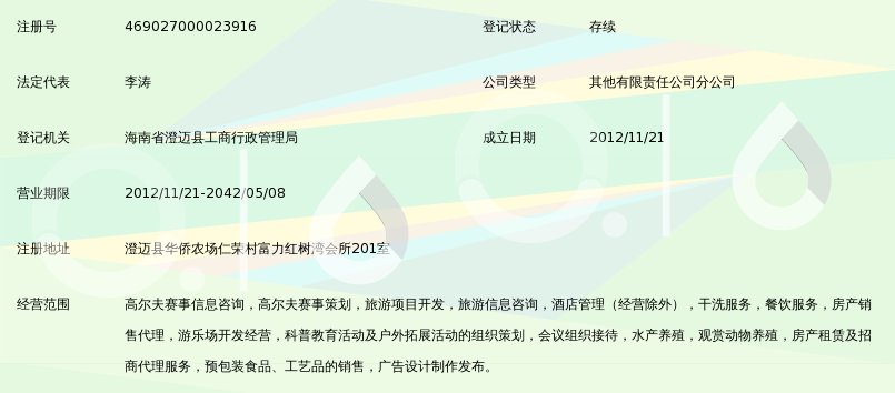 海口富力會旅游發(fā)展澄邁分公司旅游開發(fā)項目策劃咨詢